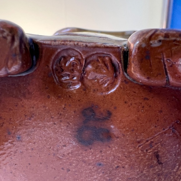 Oil & Vinegar Studio Pottery Cruets Vessels Signed SH Palm Tree Icon Blue Green - Picture 10 of 14